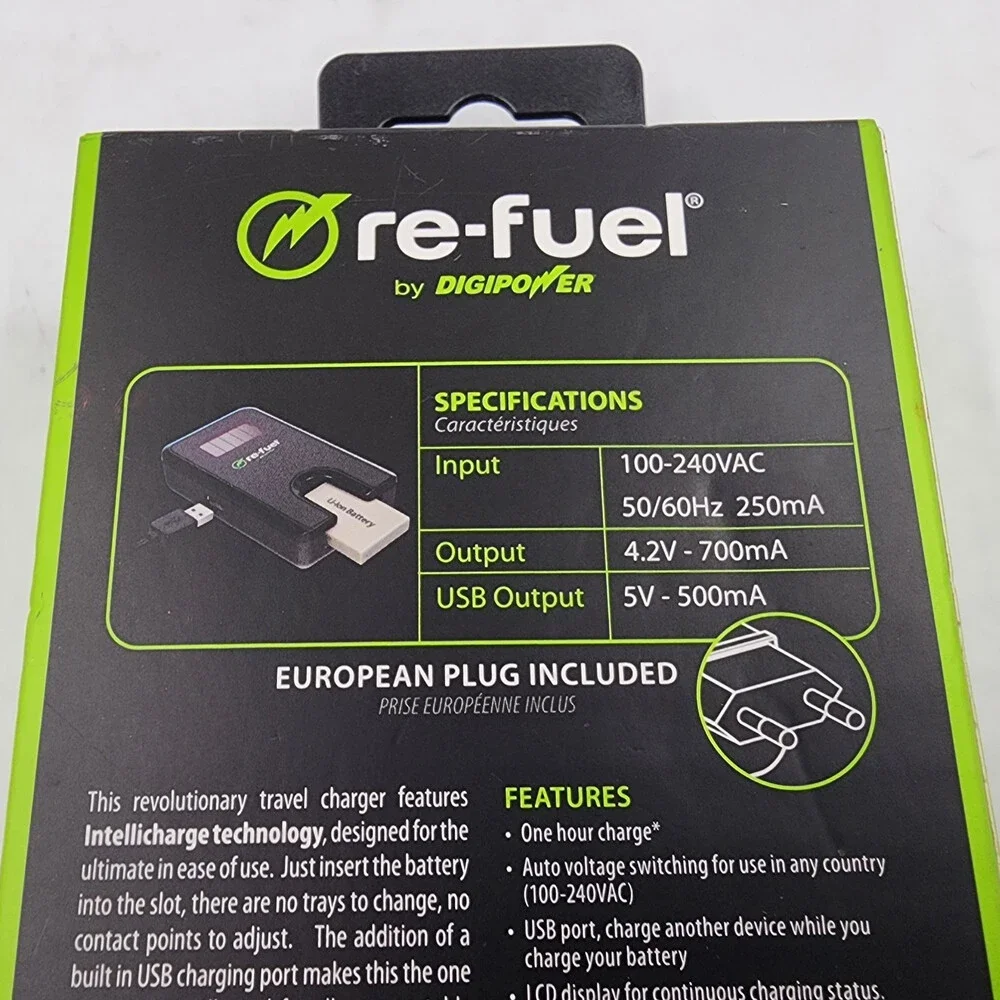 Re-Fuel By Digipower Canon Digital Camera Travel Charger Black